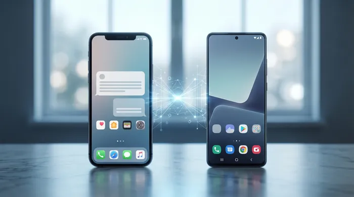 Un smartphone avec des cartes SIM numériques en hologramme, symbolisant la sécurité des données et le stockage cloud.